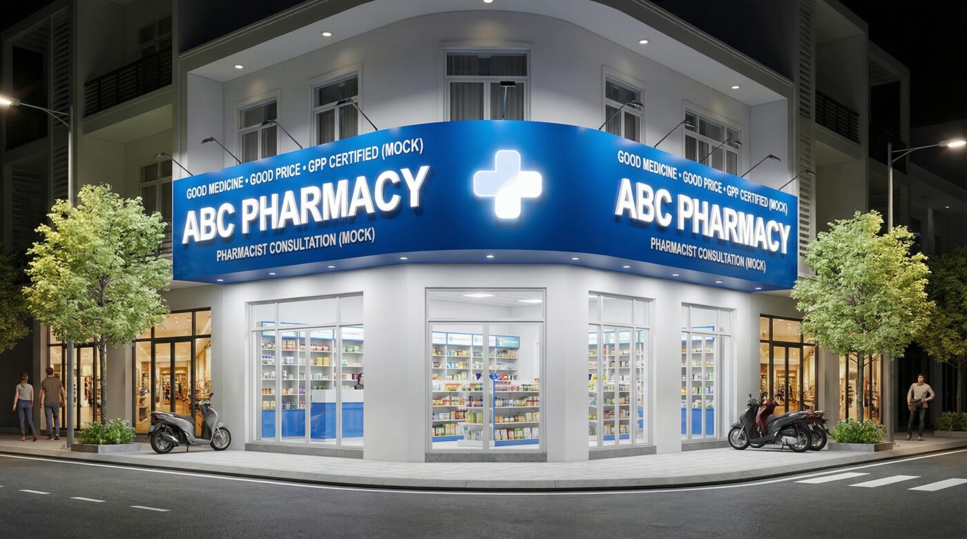 Thi công trọn gói nhà thuốc chuẩn GPP tại TP.HCM – Nội Thất + Biển Hiệu + Nhôm Kính